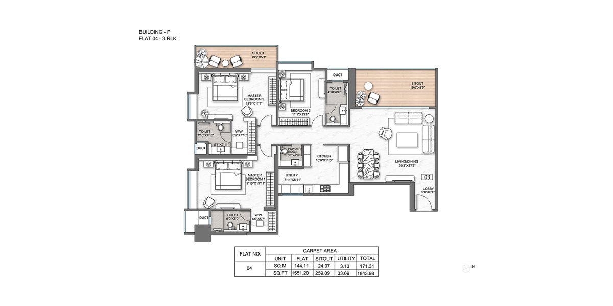 Building - F (Flat 04 - 3 RLK)